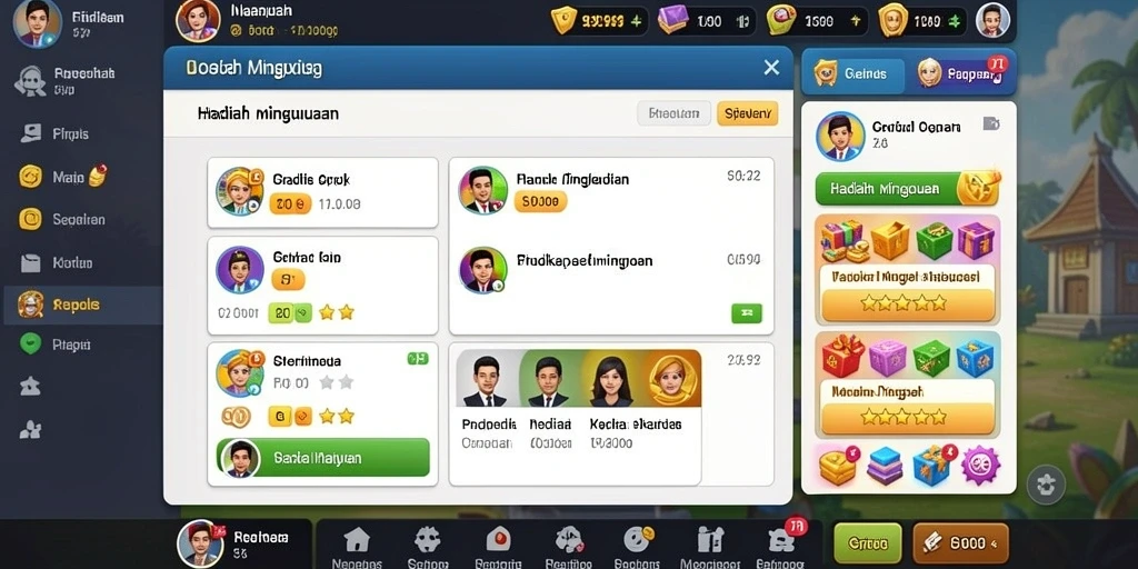 Fitur misi harian yang menarik.